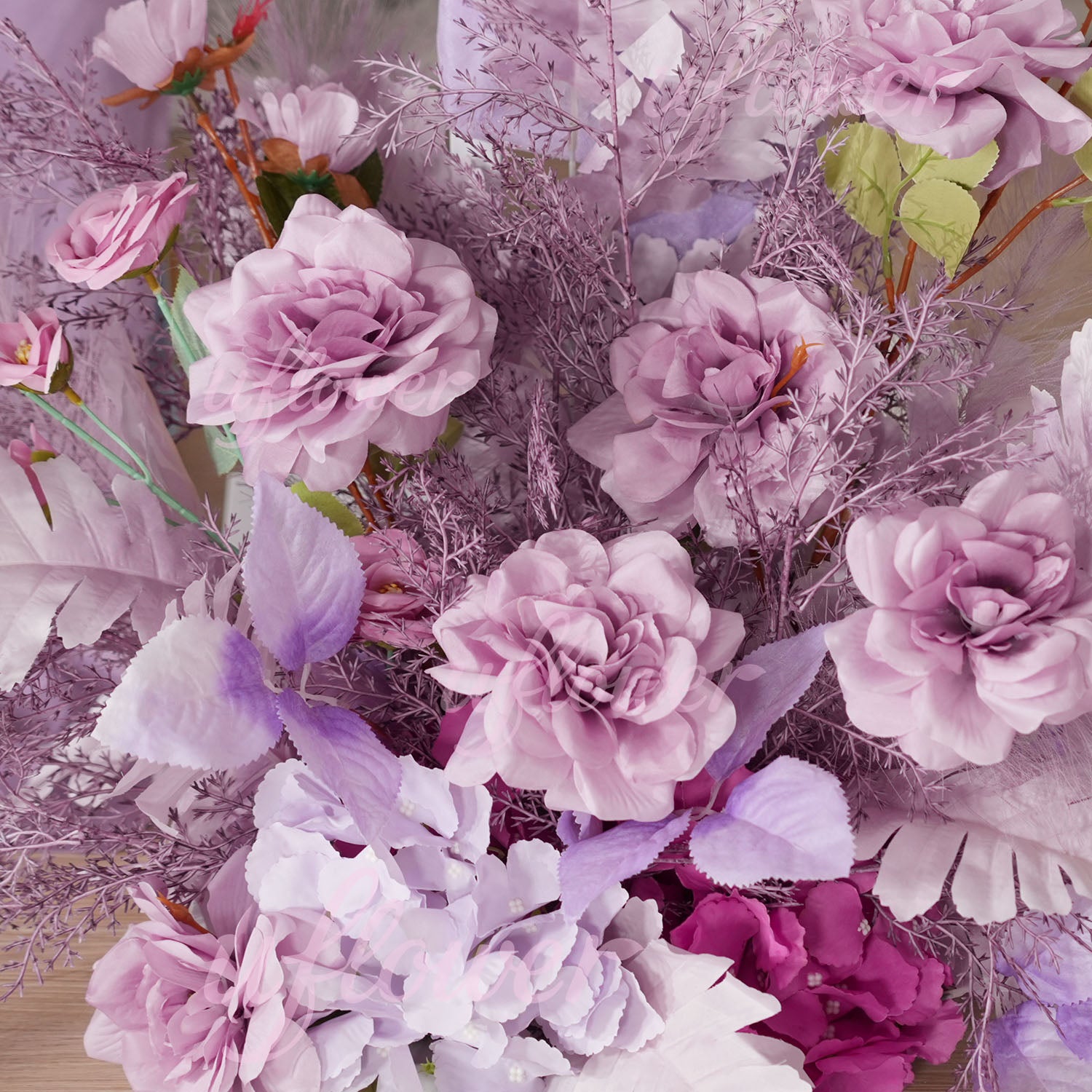 Uflower Purple Flower Arrangement Wedding Party Backdrop Floral Props